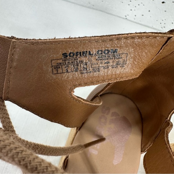 Sorel Women’s size 7 Cameron Light Brown Leather Platform Lace Up Sandals - Picture 12 of 12